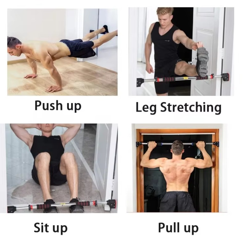 Home Gym Pull Up Bar - Adjustable Steel Horizontal Pull-Up Bar for