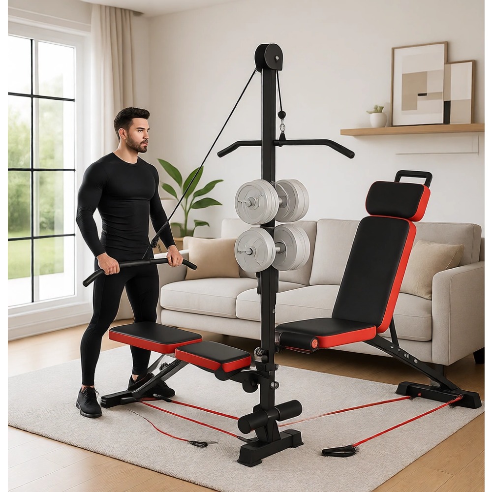 Home Gym Weight Bench - Multi-Functional Weight Bench with Pulley System