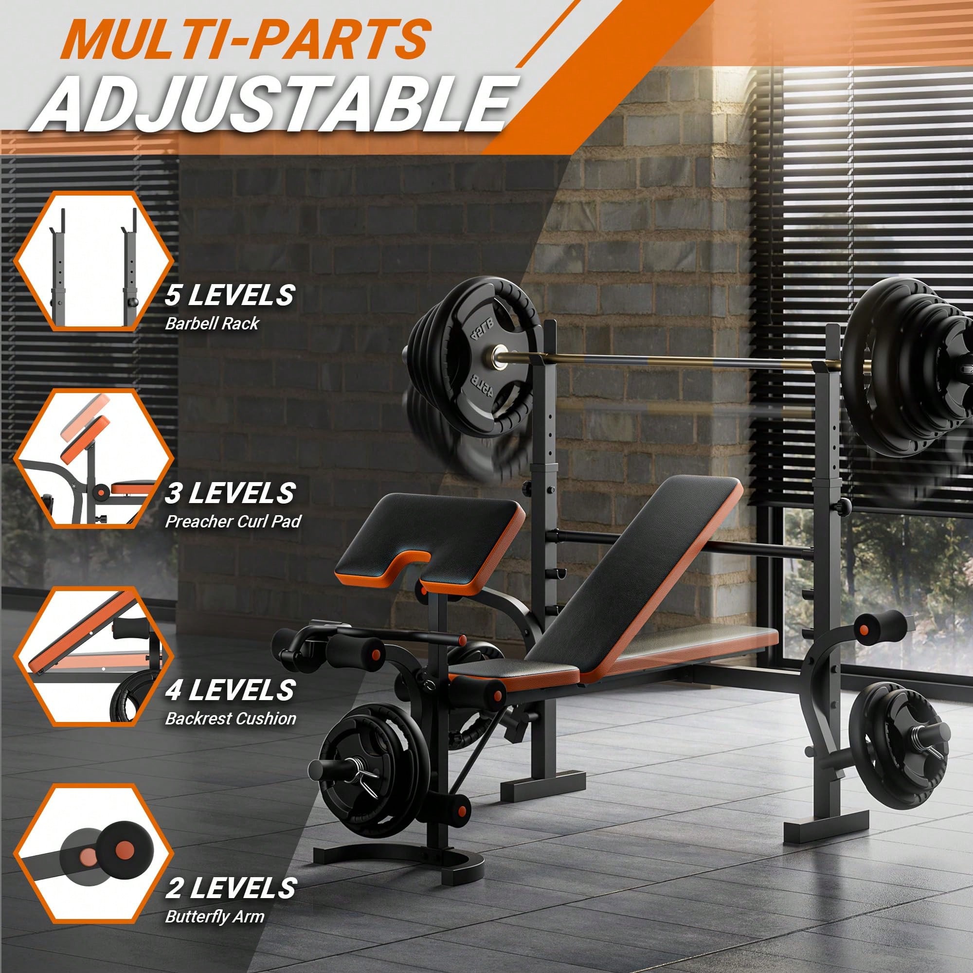 GIKPAL Weight Bench, Bench Pre - Home Gym Weight Bench ulasan dan harga