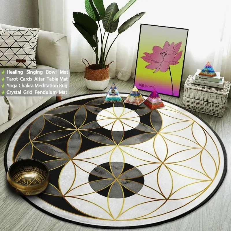 Yin Yang Taiji Round Rug Flowe - Home Gym On Carpet ulasan dan harga