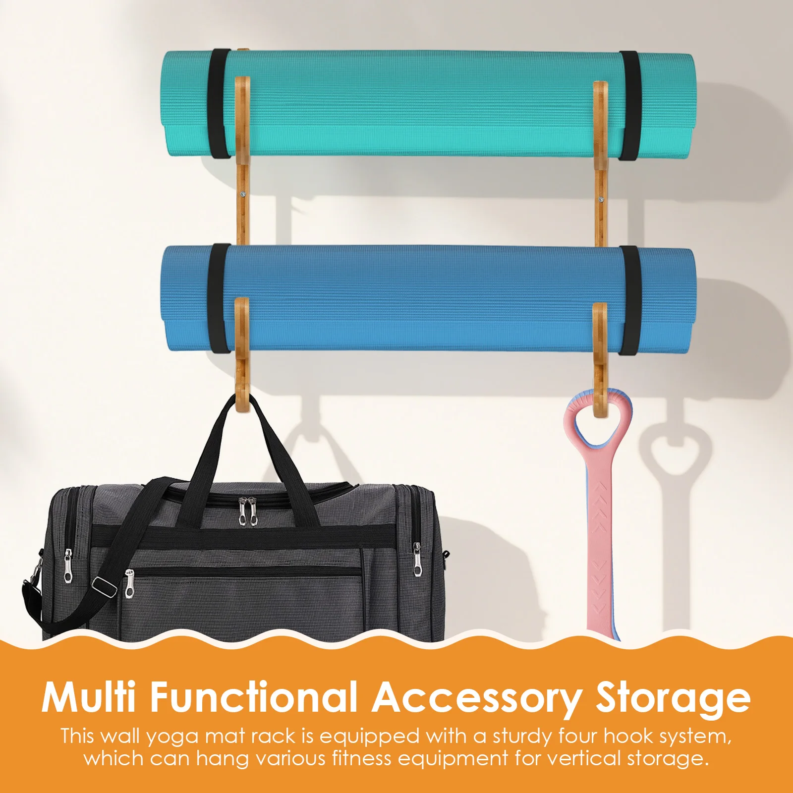 2Pcs Yoga Mat Storage Rack Wal - Home Gym On Carpet ulasan dan harga