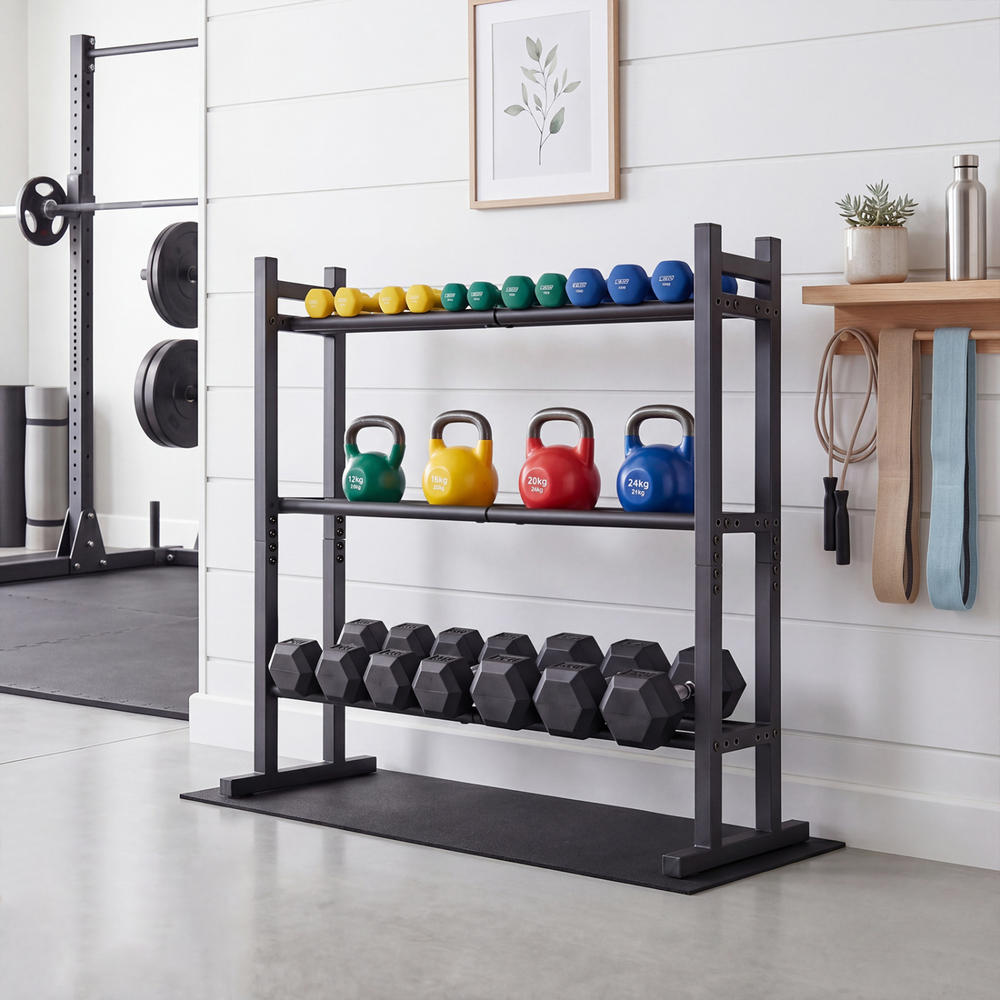 Heavy Duty 3-Tier Dumbbell Rac - Home Gym Weight ulasan dan harga
